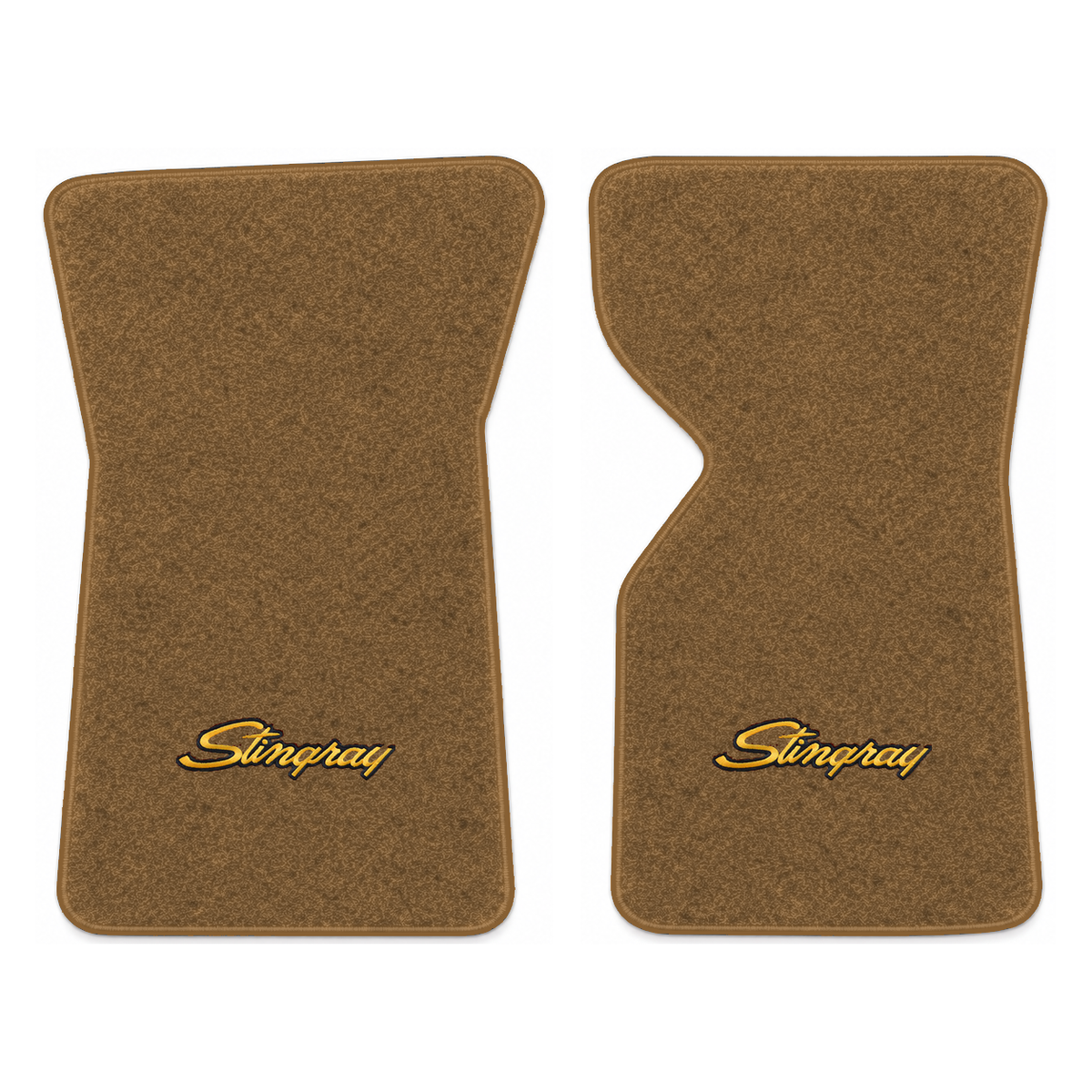 Illustration of 1975 Chevrolet Corvette floor mats with the #13-P Stingray logo in Cutpile 4640 D...