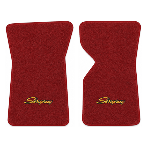 Illustration of 1981 Chevrolet Corvette floor mats with the #13-P Stingray logo in Cutpile 7039 D...