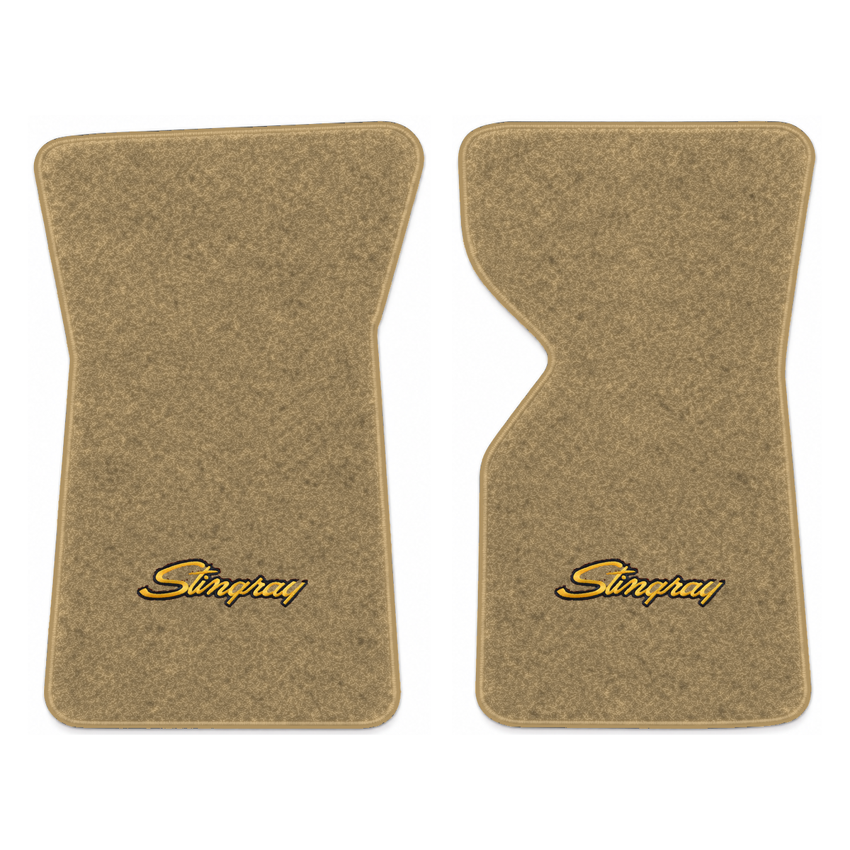 Illustration of 1973 Chevrolet Corvette floor mats with the #13-P Stingray logo in Cutpile 7140 M...
