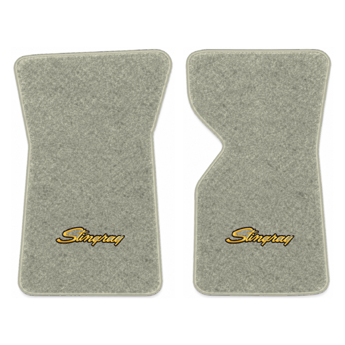 Illustration of 1973 Chevrolet Corvette floor mats with the #13-P Stingray logo in Cutpile 7715 G...