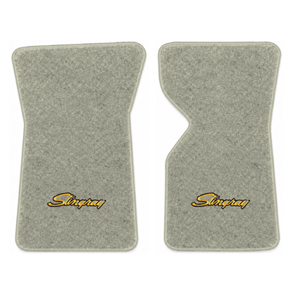 Illustration of 1975 Chevrolet Corvette floor mats with the #13-P Stingray logo in Cutpile 7715 G...