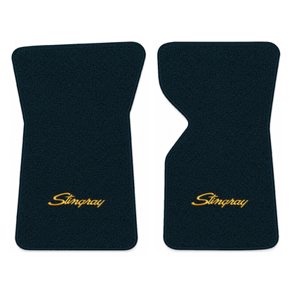 Illustration of 1981 Chevrolet Corvette floor mats with the #13-P Stingray logo in Cutpile 8022 B...