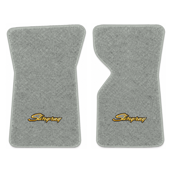 Illustration of 1981 Chevrolet Corvette floor mats with the #13-P Stingray logo in Cutpile 8046 S...