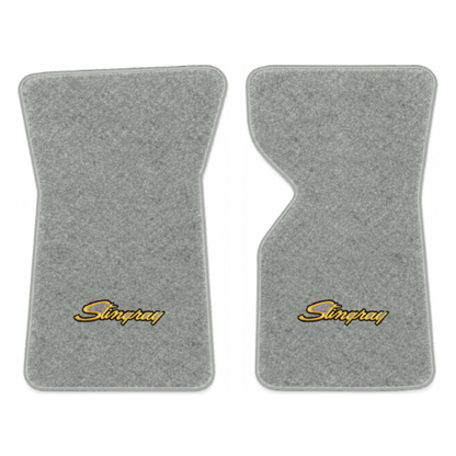Illustration of 1981 Chevrolet Corvette floor mats with the #13-P Stingray logo in Cutpile 8046 S...