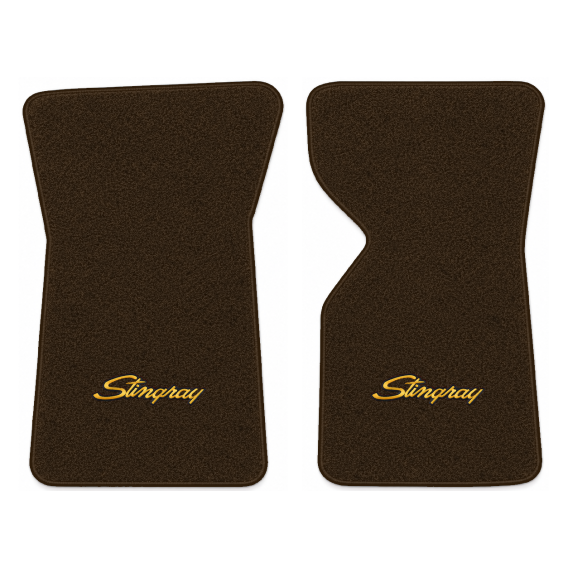 Illustration of 1979 Chevrolet Corvette floor mats with the #13-P Stingray logo in Cutpile 810 Br...