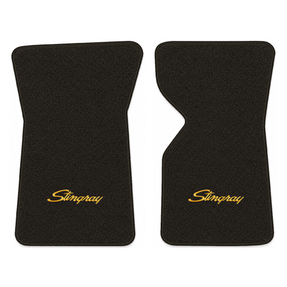 Illustration of 1981 Chevrolet Corvette floor mats with the #13-P Stingray logo in Cutpile 897 Ch...