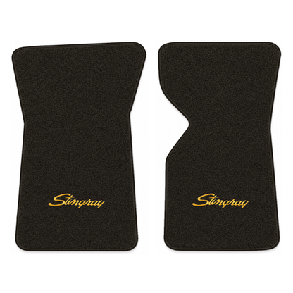 Illustration of 1981 Chevrolet Corvette floor mats with the #13-P Stingray logo in Cutpile 897 Ch...