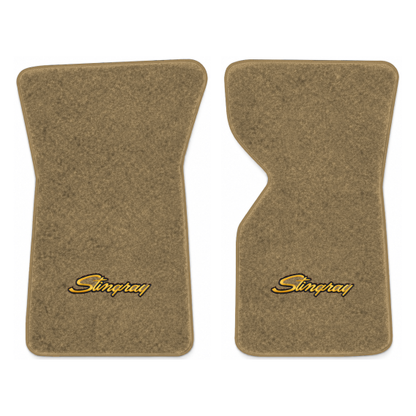 Illustration of 1975 Chevrolet Corvette floor mats with the #13-P Stingray logo in Essex 1004A Cr...
