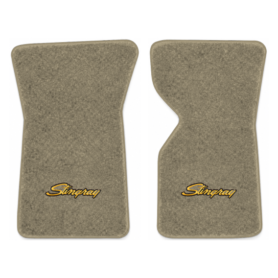 Illustration of 1971 Chevrolet Corvette floor mats with the #13-P Stingray logo in Essex 1035A Be...