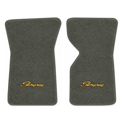 Illustration of 1973 Chevrolet Corvette floor mats with the #13-P Stingray logo in Essex 1038A Lt...