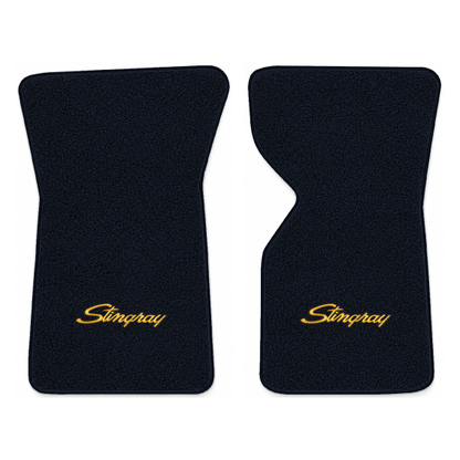 Illustration of 1981 Chevrolet Corvette floor mats with the #13-P Stingray logo in Essex 1044A Mi...