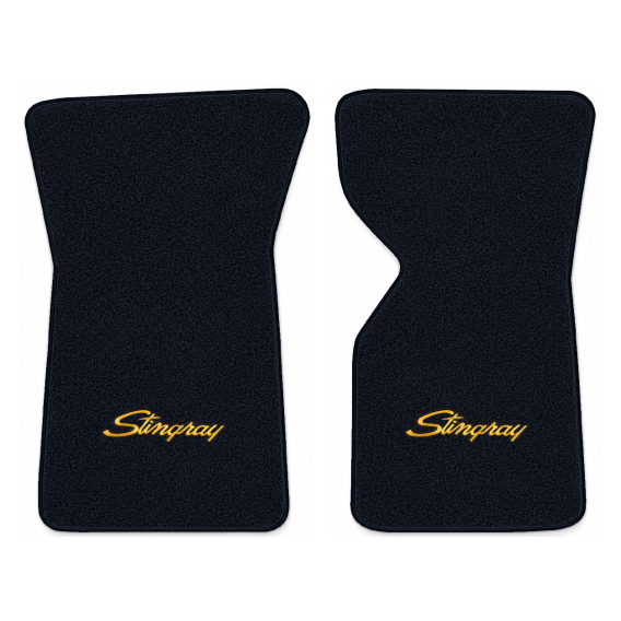Illustration of 1975 Chevrolet Corvette floor mats with the #13-P Stingray logo in Essex 1044A Mi...