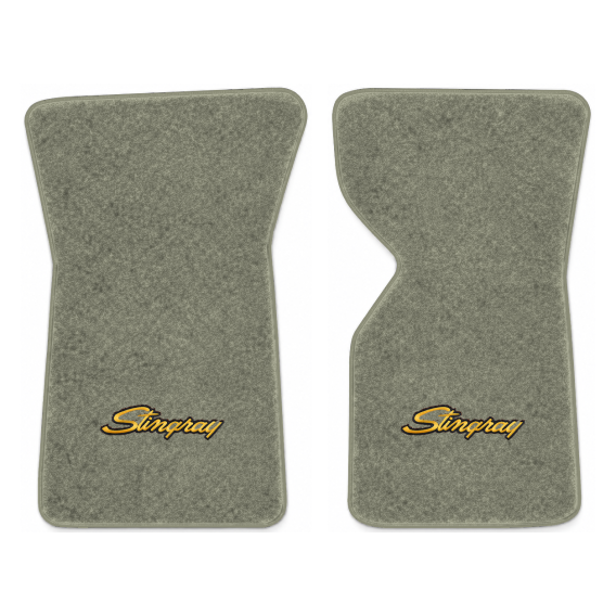 Illustration of 1975 Chevrolet Corvette floor mats with the #13-P Stingray logo in Essex 1053A Si...