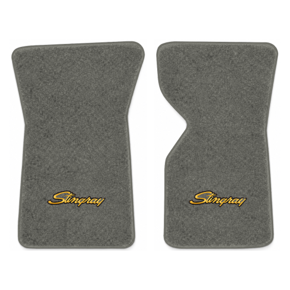 Illustration of 1973 Chevrolet Corvette floor mats with the #13-P Stingray logo in Essex 1066A Gr...