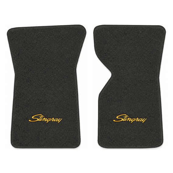 Illustration of 1975 Chevrolet Corvette floor mats with the #13-P Stingray logo in Essex 1079A Dk...