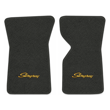 Illustration of 1973 Chevrolet Corvette floor mats with the #13-P Stingray logo in Essex 1079A Dk...