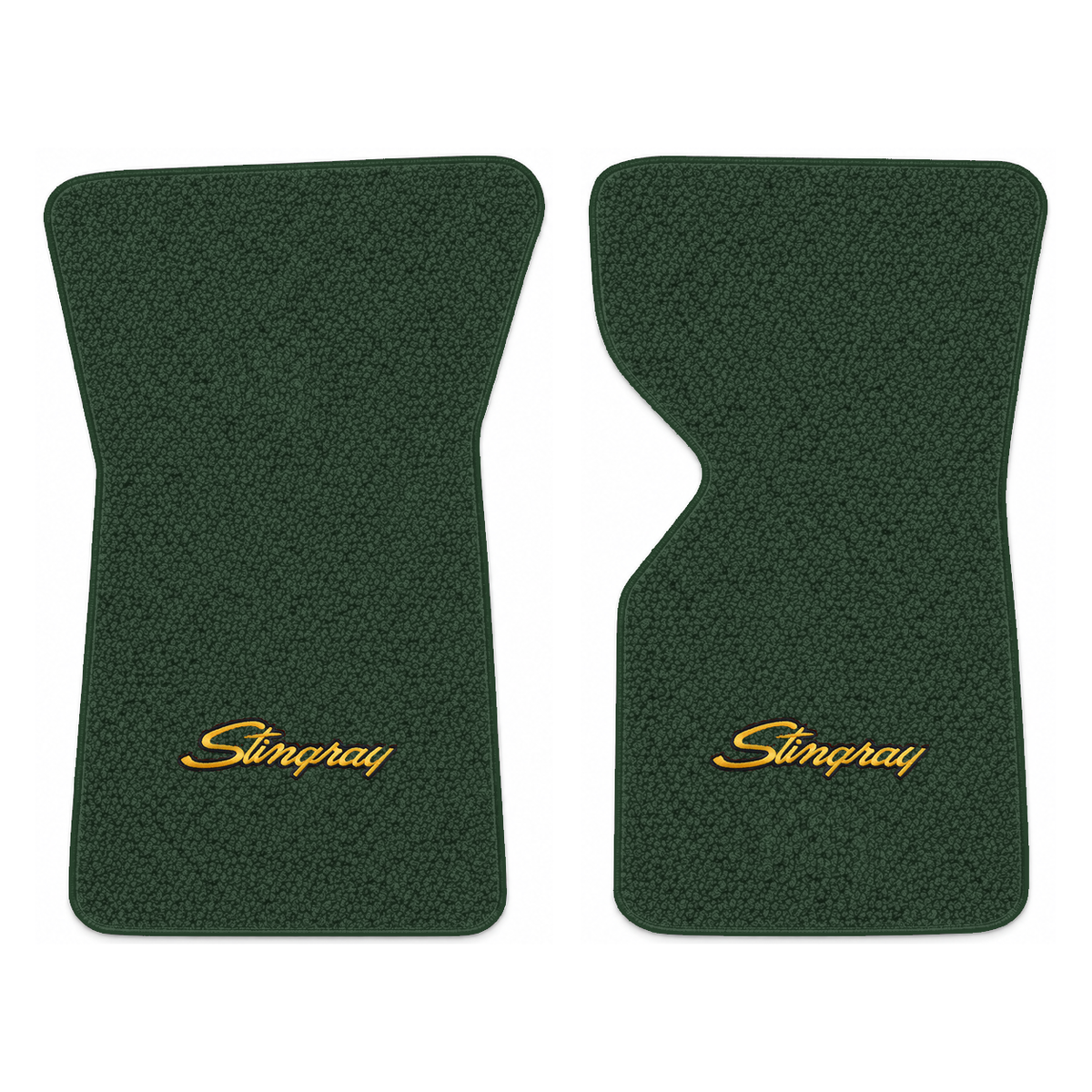 Illustration of 1971 Chevrolet Corvette floor mats with the #13-P Stingray logo in Loop 08 Dark G...