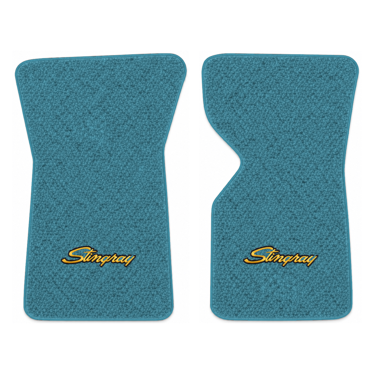 Illustration of 1973 Chevrolet Corvette floor mats with the #13-P Stingray logo in Loop 09 Medium...