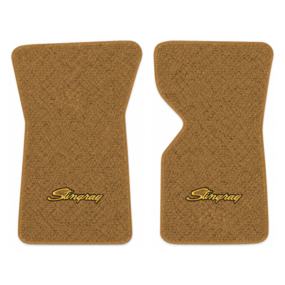 Illustration of 1975 Chevrolet Corvette floor mats with the #13-P Stingray logo in Loop 11 Medium...