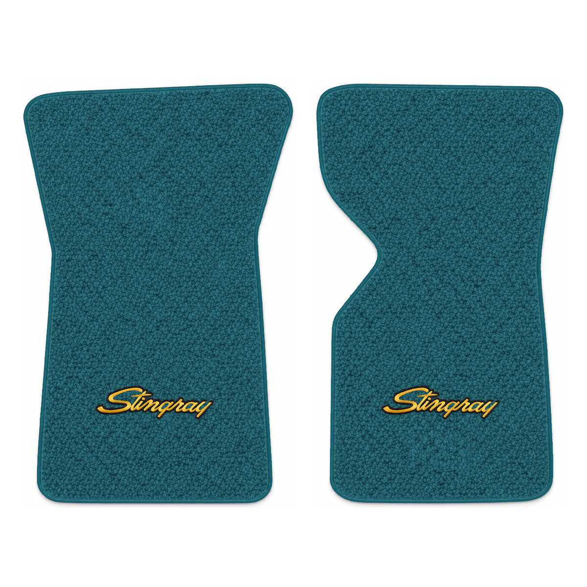 Illustration of 1973 Chevrolet Corvette floor mats with the #13-P Stingray logo in Loop 17 Bright...