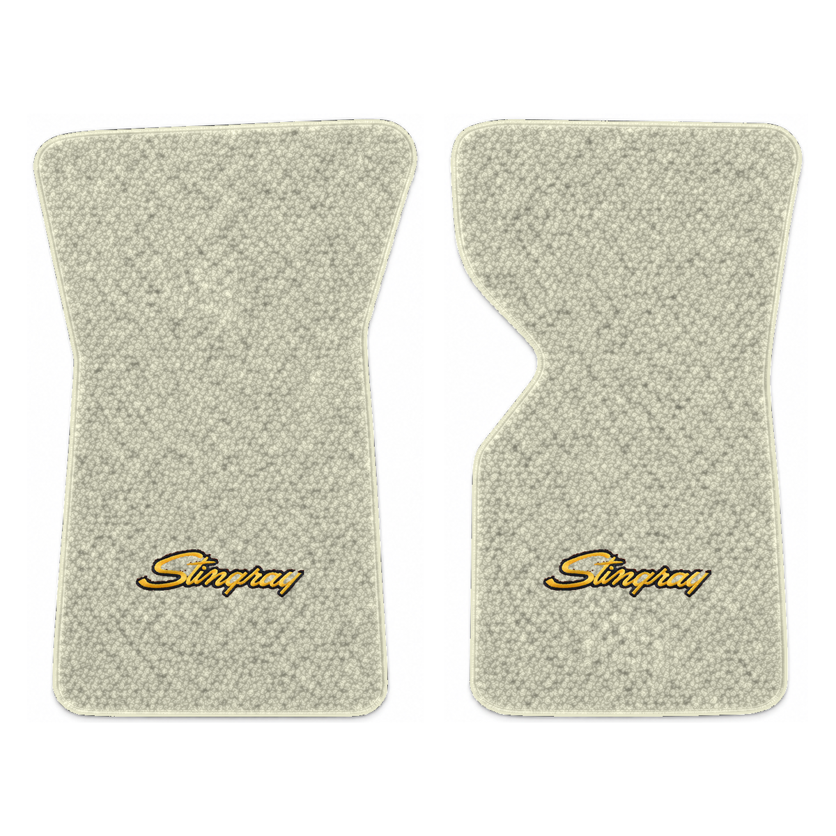 Illustration of 1973 Chevrolet Corvette floor mats with the #13-P Stingray logo in Loop 18 Silver...