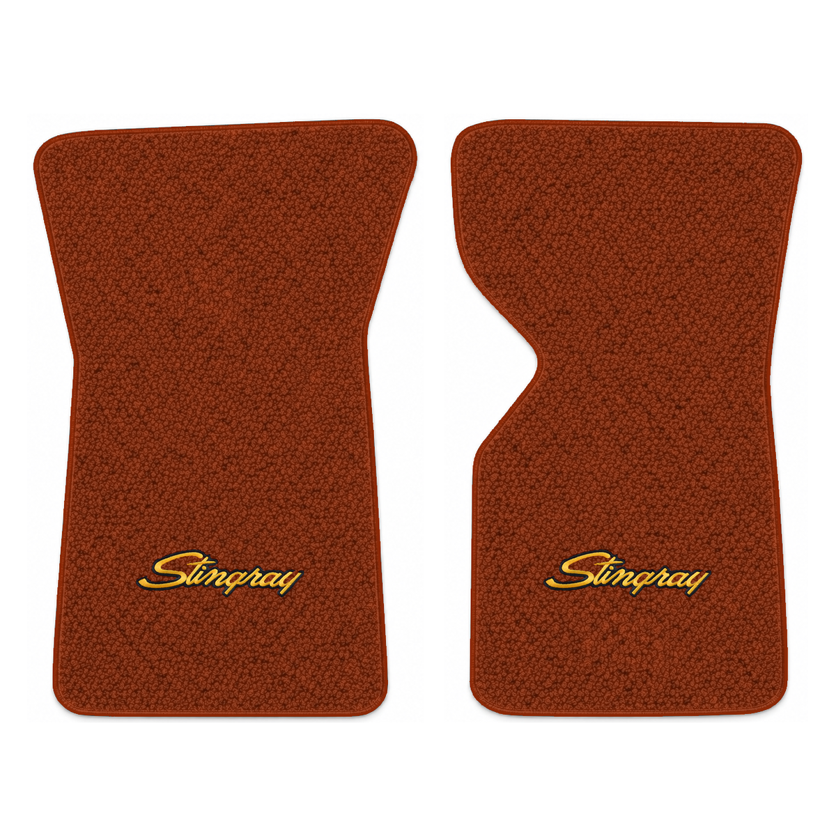 Illustration of 1971 Chevrolet Corvette floor mats with the #13-P Stingray logo in Loop 21 Burnt ...