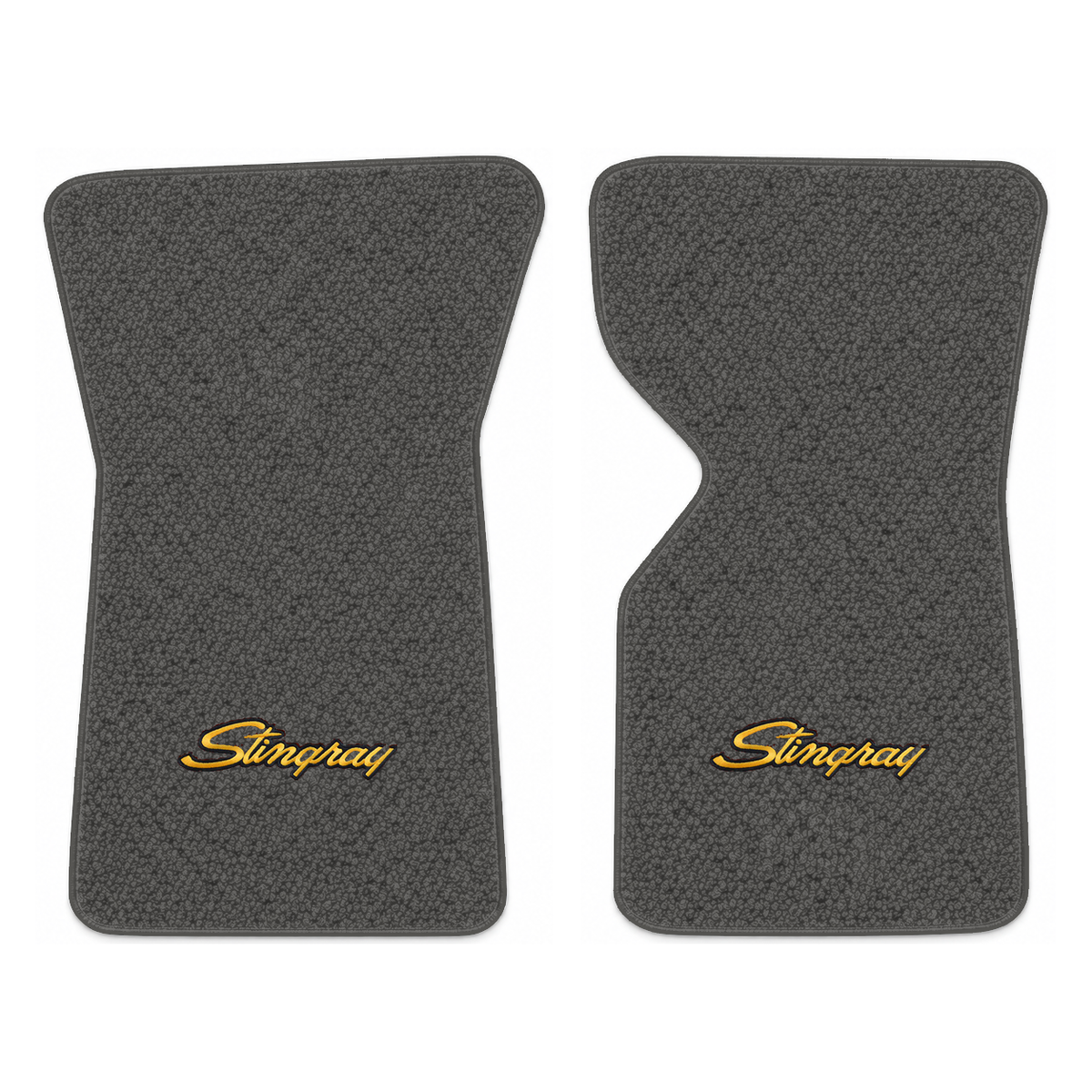 Illustration of 1971 Chevrolet Corvette floor mats with the #13-P Stingray logo in Loop 22 Gunmet...