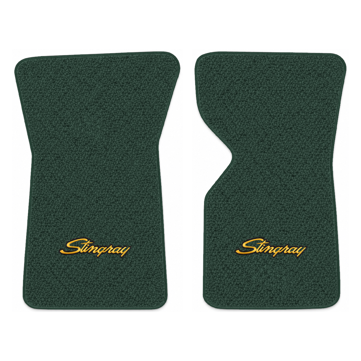 Illustration of 1975 Chevrolet Corvette floor mats with the #13-P Stingray logo in Loop 25 Blue G...