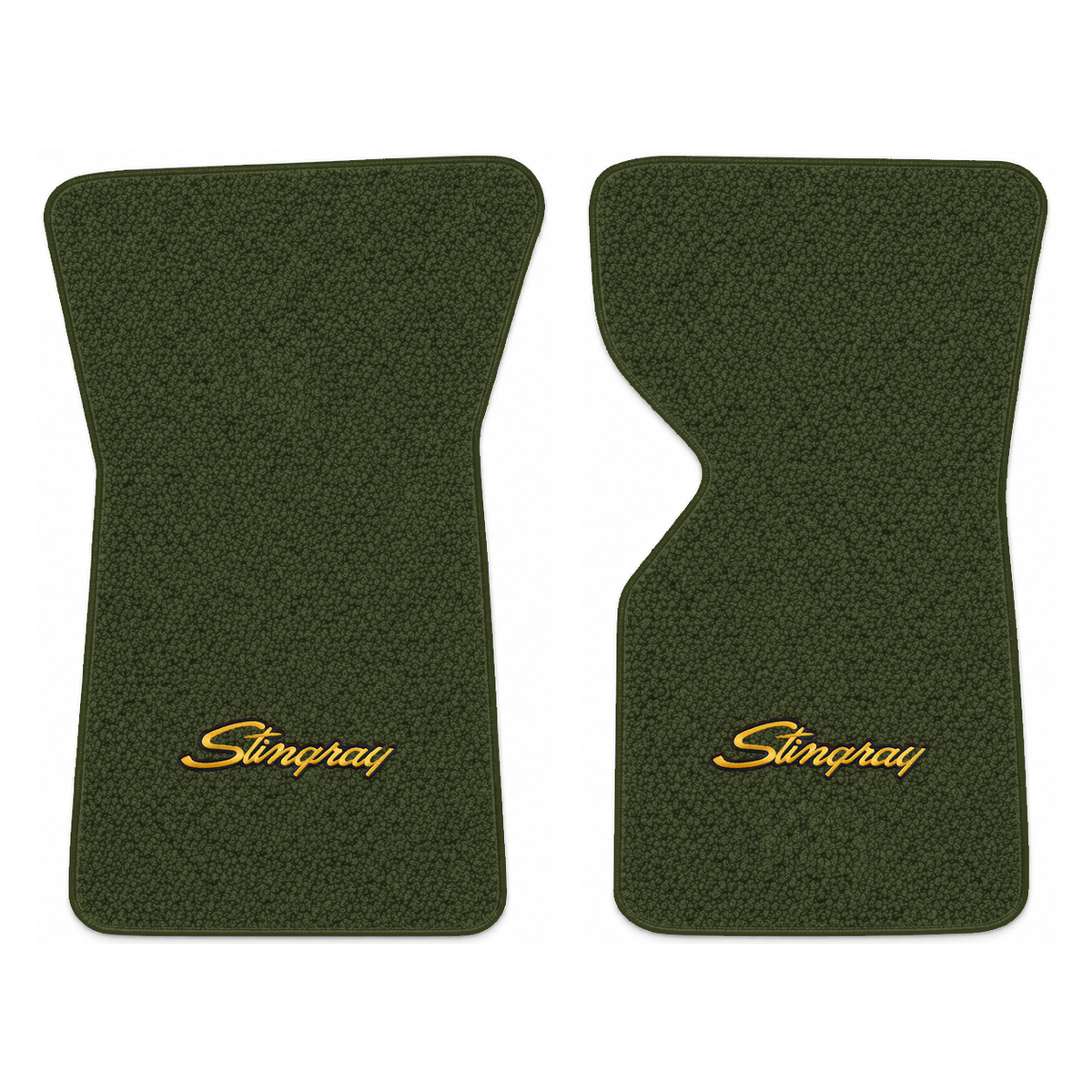 Illustration of 1975 Chevrolet Corvette floor mats with the #13-P Stingray logo in Loop 30 Dark O...
