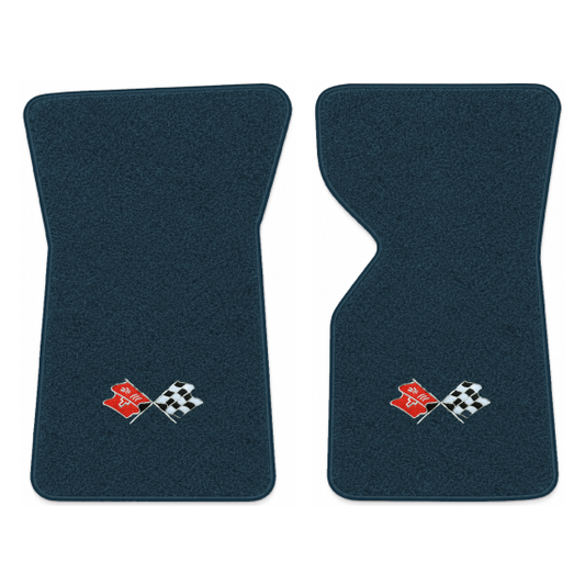 Illustration of 1980 Chevrolet Corvette floor mats with the #211 1968-72 Corvette Cross Flags log...