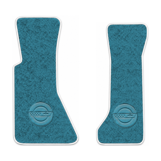 Illustration of 1988 Chevrolet Corvette 35th Anniversary floor mats with white binding with the #...
