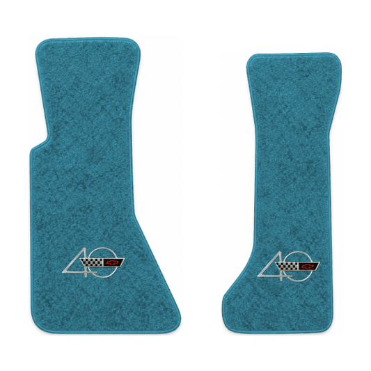 Illustration of 1993 Chevrolet Corvette floor mats with the #94 40th Anniversary Corvette logo in...