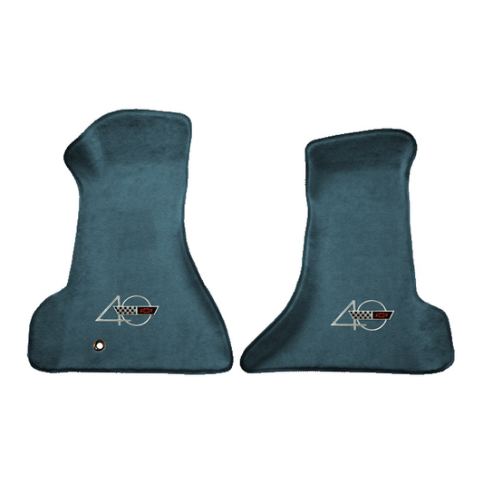 Illustration of 1985 Chevrolet Corvette Premium Contour front floor mats with the #94 40th Annive...