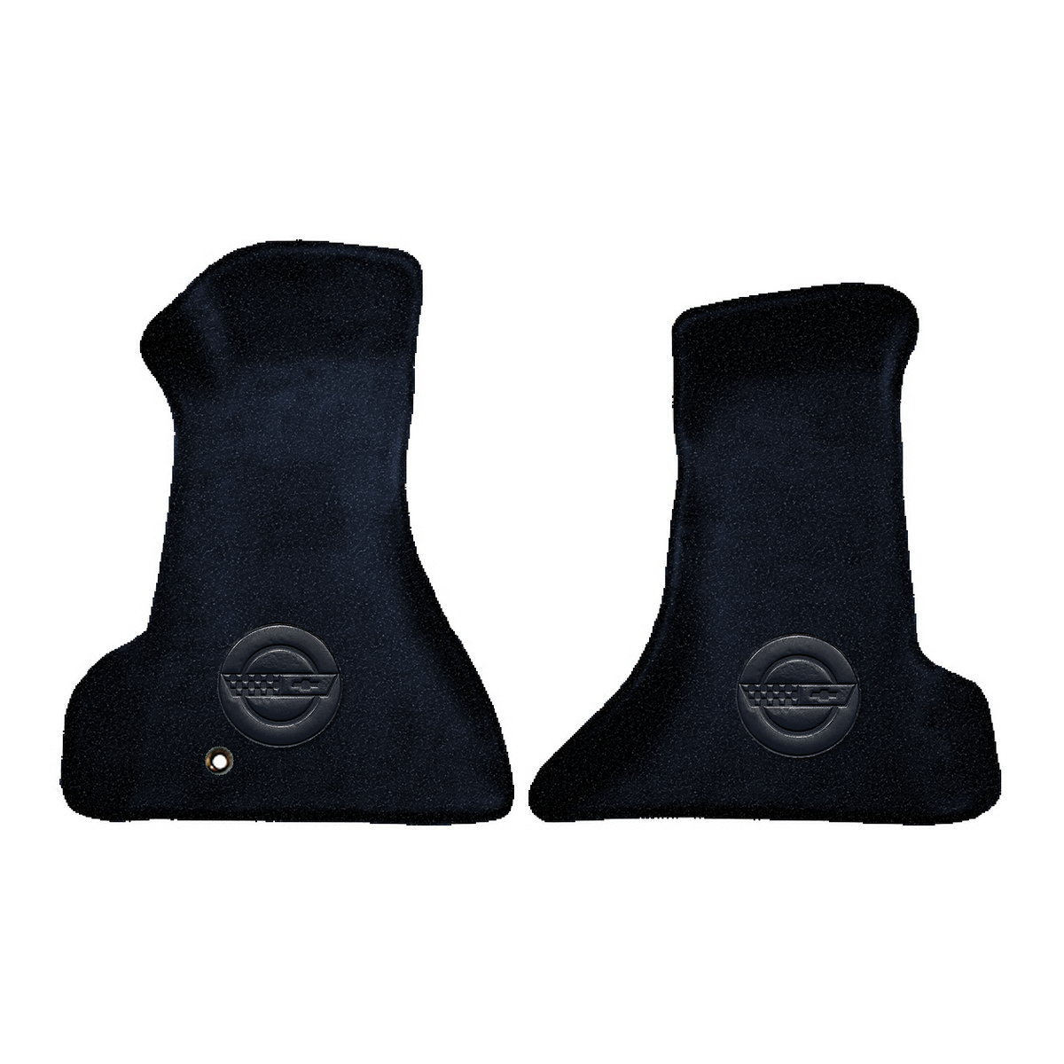Illustration of 1986 Chevrolet Corvette Premium Contour front floor mats with the #D010 Die-Elect...