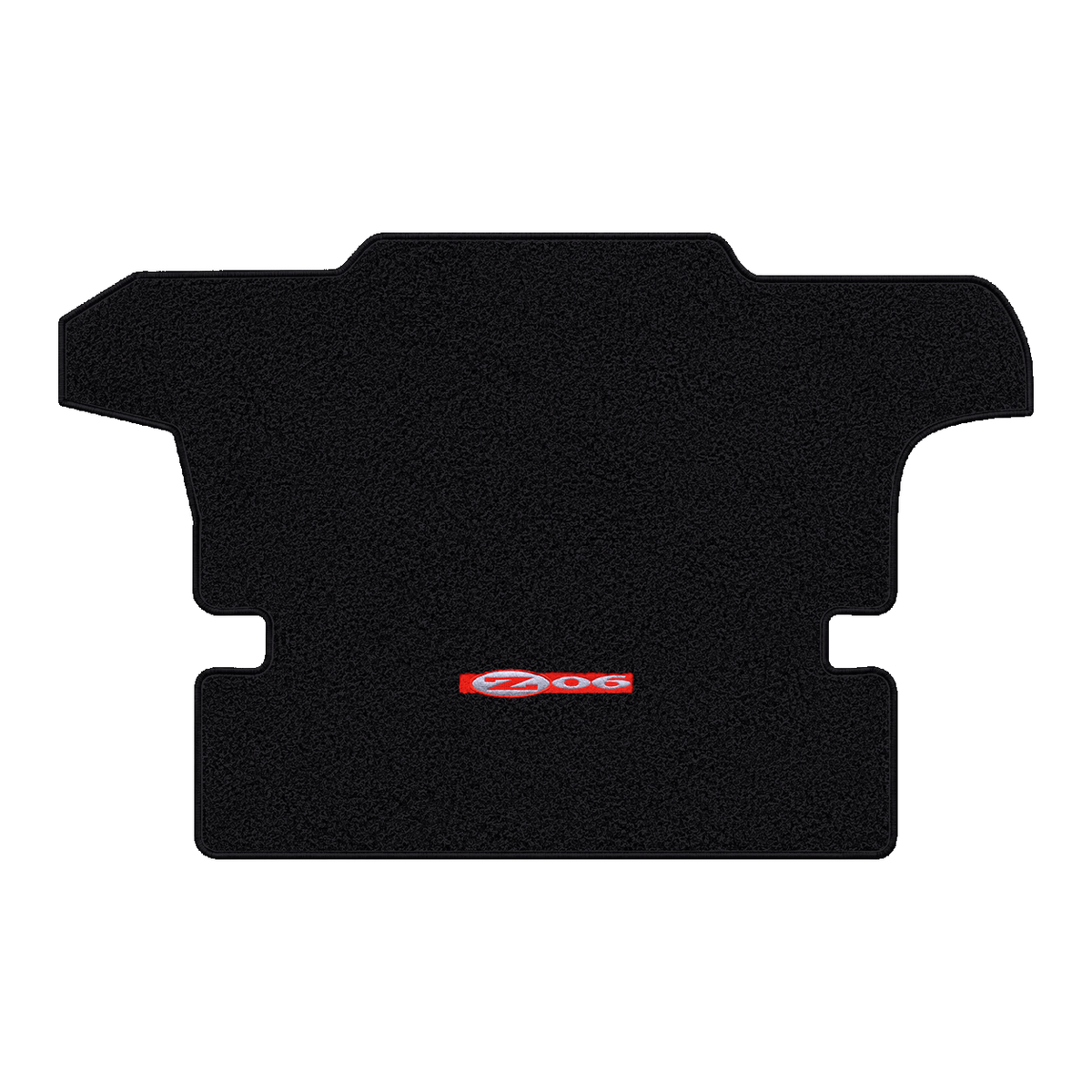 Illustration of 2000 Chevrolet Corvette coupe cargo mat with the #195 Z06 2001 Corvette logo in C...