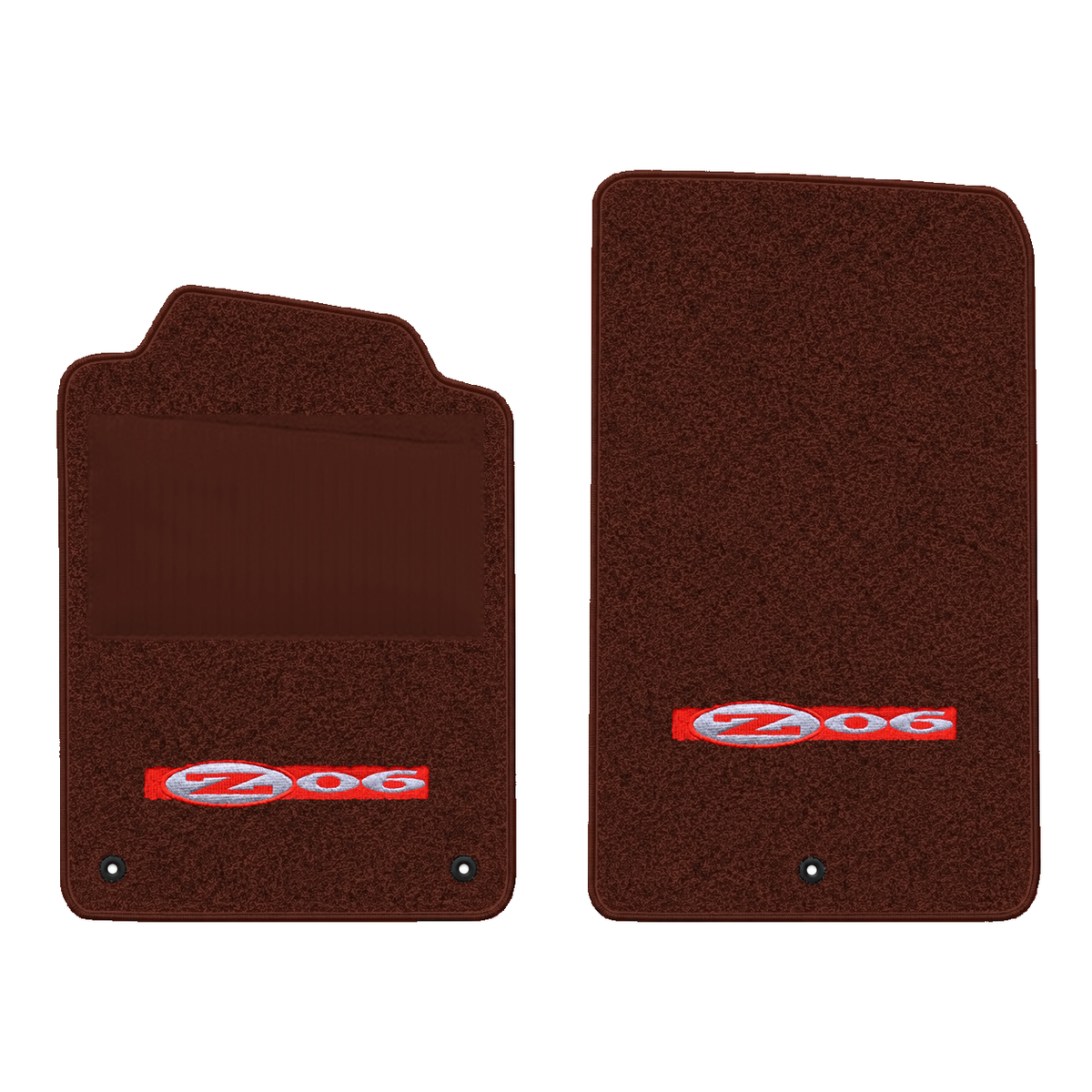 Illustration of 2007 Chevrolet Corvette floor mats with heel pad with the #195 Z06 2001 Corvette ...