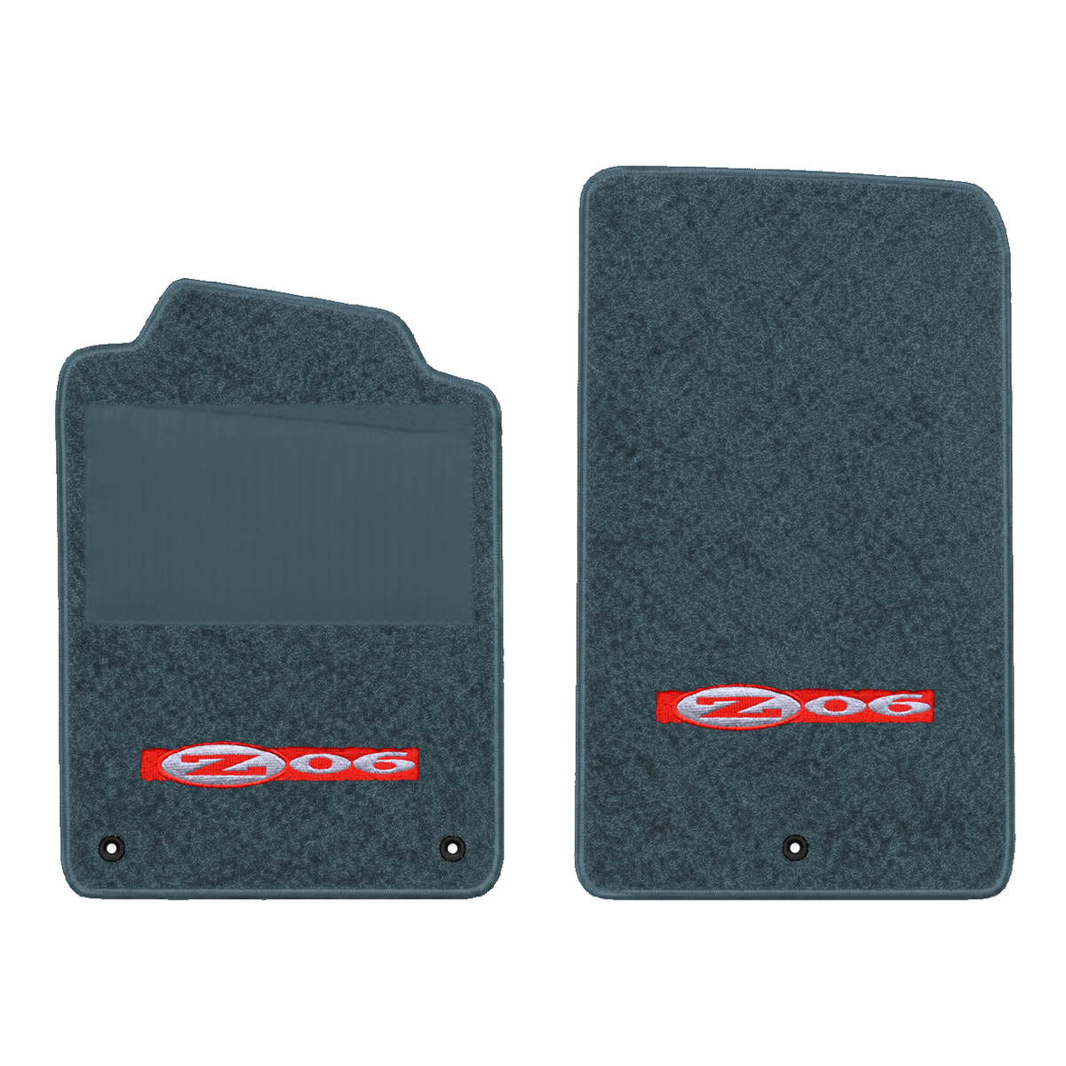 Illustration of 1997 Chevrolet Corvette floor mats with heel pad with the #195 Z06 2001 Corvette ...