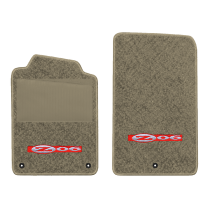 Illustration of 1997 Chevrolet Corvette floor mats with heel pad with the #195 Z06 2001 Corvette ...