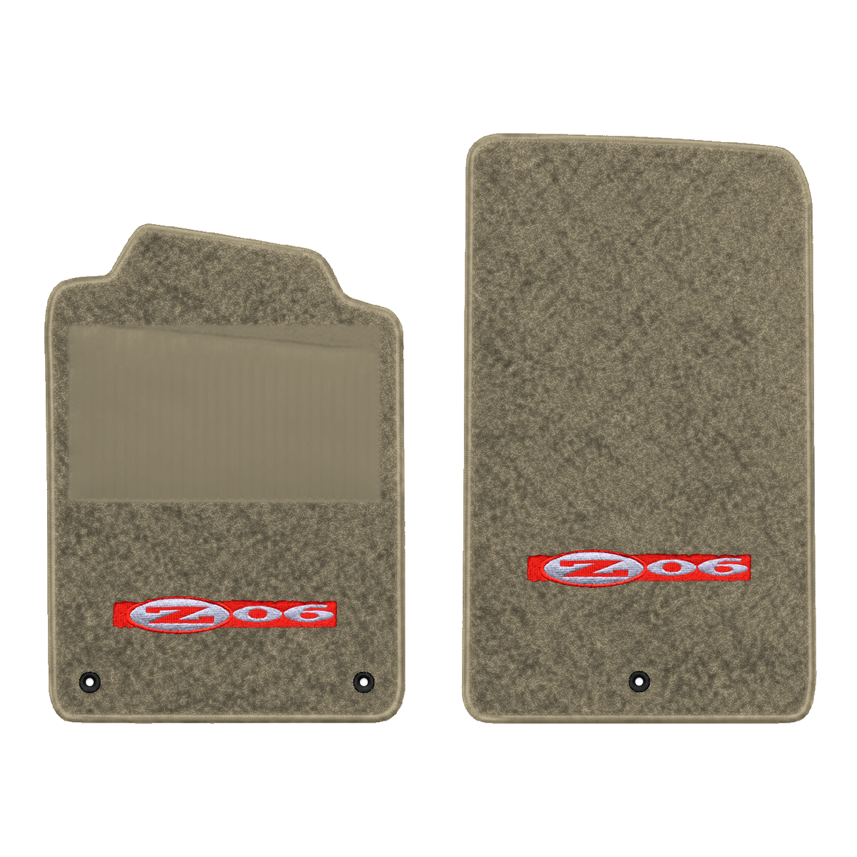 Illustration of 2007 Chevrolet Corvette floor mats with heel pad with the #195 Z06 2001 Corvette ...