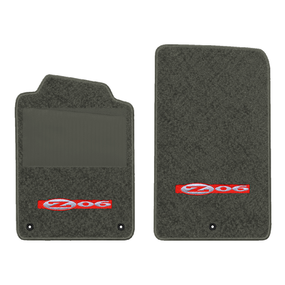 Illustration of 1997 Chevrolet Corvette floor mats with heel pad with the #195 Z06 2001 Corvette ...