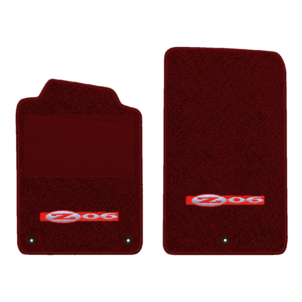 Illustration of 1998 Chevrolet Corvette floor mats with heel pad with the #195 Z06 2001 Corvette ...