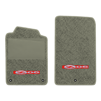 Illustration of 1998 Chevrolet Corvette floor mats with heel pad with the #195 Z06 2001 Corvette ...