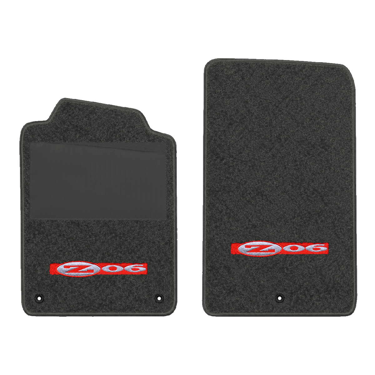 Illustration of 1999 Chevrolet Corvette floor mats with heel pad with the #195 Z06 2001 Corvette ...