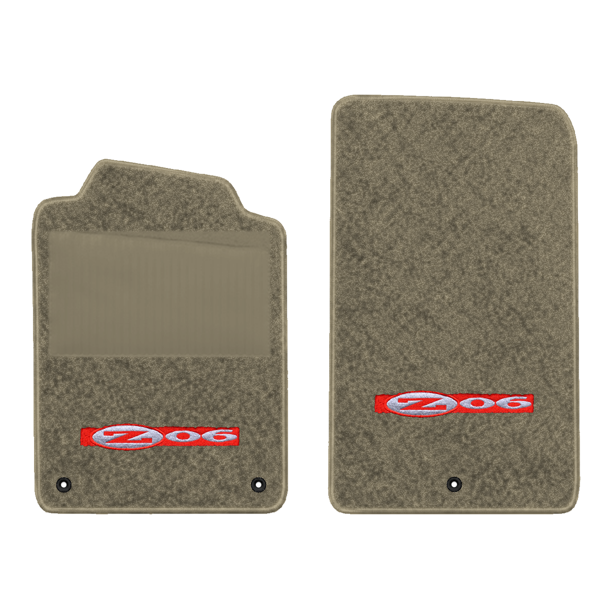 Illustration of 2007 Chevrolet Corvette floor mats with heel pad with the #195 Z06 2001 Corvette ...
