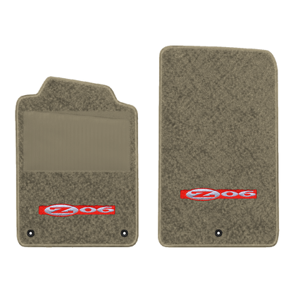 Illustration of 1997 Chevrolet Corvette floor mats with heel pad with the #195 Z06 2001 Corvette ...