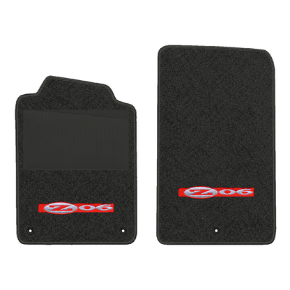 Illustration of 1998 Chevrolet Corvette floor mats with heel pad with the #195 Z06 2001 Corvette ...