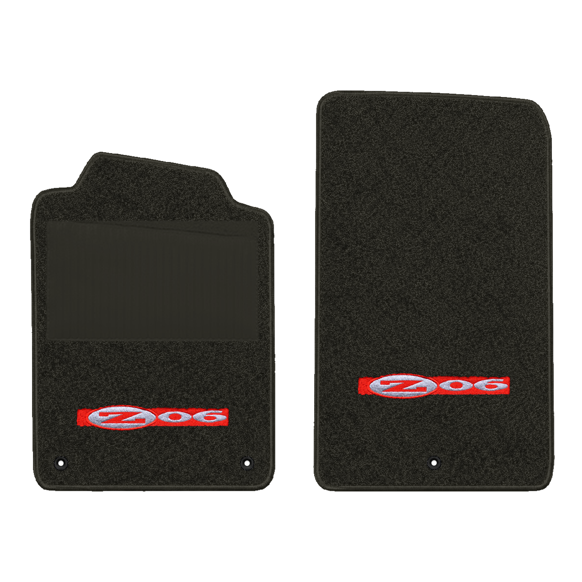 Illustration of 1999 Chevrolet Corvette floor mats with heel pad with the #195 Z06 2001 Corvette ...