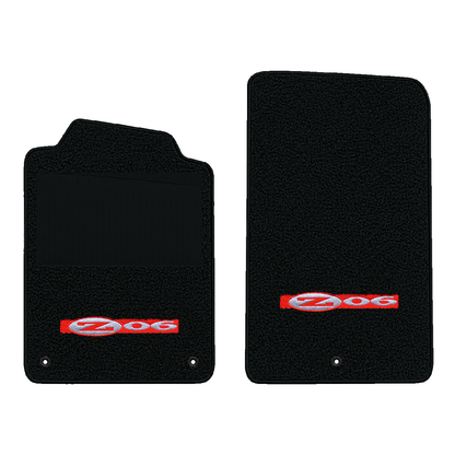 Illustration of 2007 Chevrolet Corvette floor mats with heel pad with the #195 Z06 2001 Corvette ...