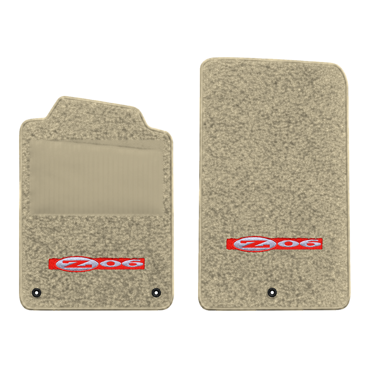 Illustration of 1999 Chevrolet Corvette floor mats with heel pad with the #195 Z06 2001 Corvette ...
