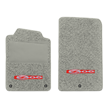Illustration of 1997 Chevrolet Corvette floor mats with heel pad with the #195 Z06 2001 Corvette ...